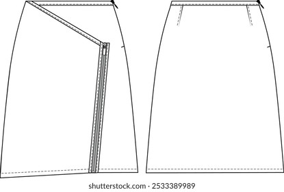 meados ascensão meados cintura zipada uma linha mini curto jean saia de couro modelo técnico desenho 