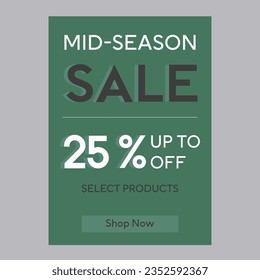 Mid season sale 25% off discount promotion poster