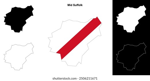 Conjunto de mapa de contorno en blanco de Mid Suffolk
