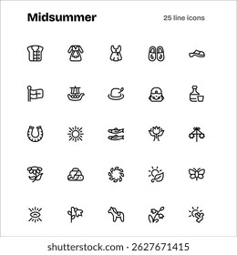 Mid Summer Icons with line style, perfect for user interface projects