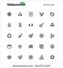 Mid Summer Icons with line style, perfect for user interface projects