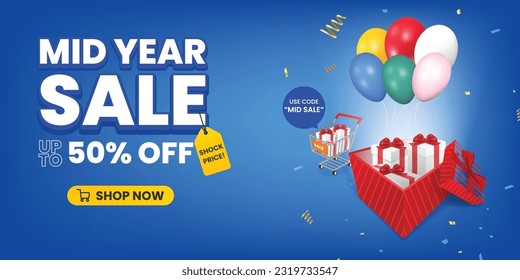 Mid year sale discount banner template