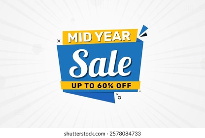 Mid Year sale offer banner template, design vector graphic element, festival background, Super shop label Promo design.