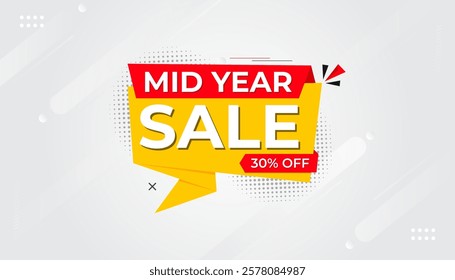 Mid Year sale offer banner template, design vector graphic element, festival background, Super shop label Promo design.