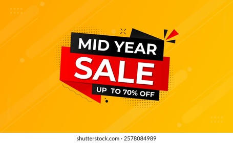 Mid Year sale offer banner template, design vector graphic element, festival background, Super shop label Promo design.