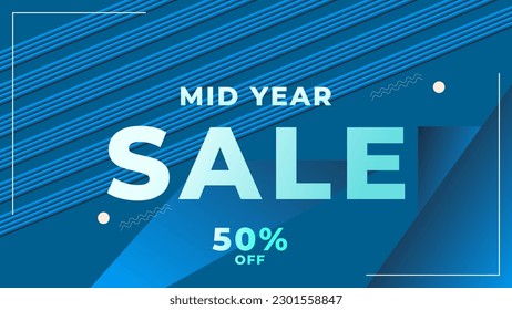 MID YEAR SALE OFFERS AND PROMOTION TEMPLATE BANNER DESIGN.COLORFUL GRADIENT COLOR BACKGROUND VECTOR. GOOD FOR SOCIAL MEDIA POST, COVER , POSTER 