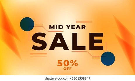 MID YEAR SALE OFFERS AND PROMOTION TEMPLATE BANNER DESIGN.COLORFUL GRADIENT COLOR BACKGROUND VECTOR. GOOD FOR SOCIAL MEDIA POST, COVER , POSTER 