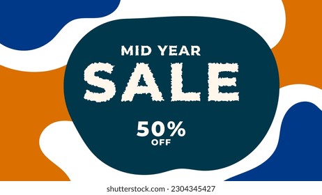 MID YEAR SALE OFFERS AND PROMOTION TEMPLATE BANNER DESIGN.COLORFUL FLAT COLOR BACKGROUND VECTOR. GOOD FOR SOCIAL MEDIA POST, COVER , POSTER 