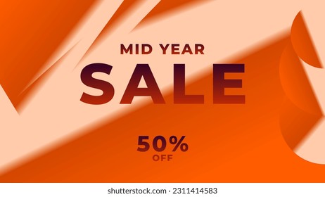 MID YEAR SALE OFFERS AND PROMOTION TEMPLATE BANNER DESIGN.COLORFUL GRADIENT COLOR BACKGROUND VECTOR. GOOD FOR SOCIAL MEDIA POST, COVER , POSTER 