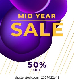 MID YEAR SALE OFFERS AND PROMOTION TEMPLATE BANNER DESIGN.COLORFULGRADIENT MESH COLOR BACKGROUND VECTOR. GOOD FOR SOCIAL MEDIA POST, COVER , POSTER 