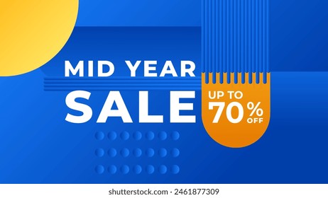 MID YEAR SALE OFFERS AND PROMOTION TEMPLATE BANNER DESIGN.COLORFUL GRADIENT ORANGE BLUE COLOR BACKGROUND VECTOR. GOOD FOR SOCIAL MEDIA POST, COVER , POSTER 