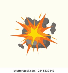 Mid-air explosion with sharp shards and smoky background