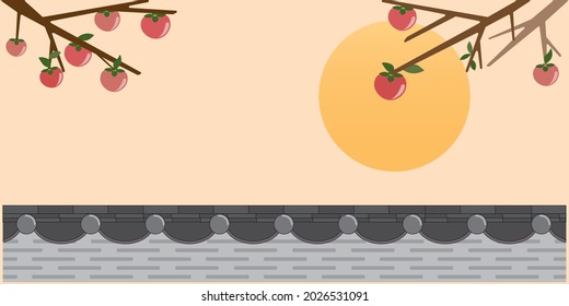 Mid-Autumn festival Background. Decorative illustration with full moon. Vector illustration.