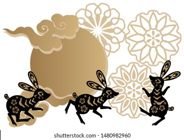 Mid-Autumn Festival.
Full moon and night sky image.
Rabbit and moon clip art.(Translation:Mid-Autumn Festival)