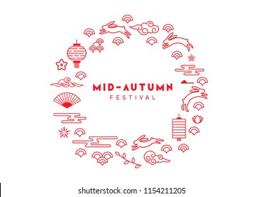 Mid-Autumn Festival. National holiday in China. Design circular with traditional design elements