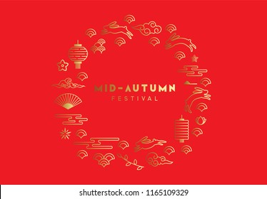 Mid-Autumn Festival. National holiday in China. Design circular with traditional design elements Mid-Autumn Festival. National holiday in China. Design circular with traditional design elements