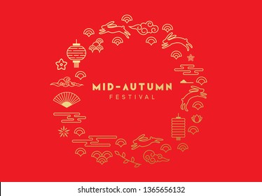 Mid-Autumn Festival. National holiday in China. Design circular with traditional design elements