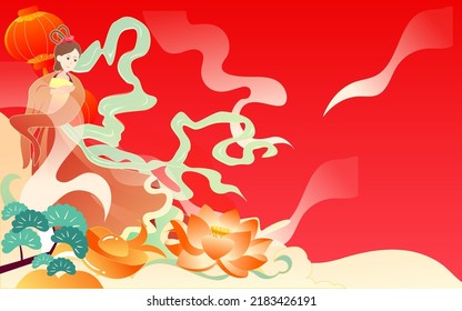 Mid-autumn festival on August 15th, traditional festival steamed crab to eat with moon and clouds in the background, vector illustration