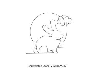 Mid-autumn festival. Mid-autumn one-line drawing