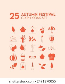 Mid-Autumn Glyph Icons: Feiern Sie das Mid-Autumn Festival mit 25 wunderschön gestalteten Glyph Icons mit Mondkuchen, Laternen und mehr. Perfekt für die Verbesserung von digitalen und Print-Projekten.