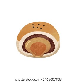 Mid-autumn moon cake illustration material. Translation: Chinese autumn moon festival dessert, mid-autumn festival