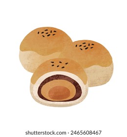 Mid-autumn moon cake illustration material. Translation: Chinese autumn moon festival dessert, mid-autumn festival