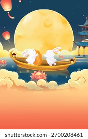 Mid-autumn rabbit with moon cake