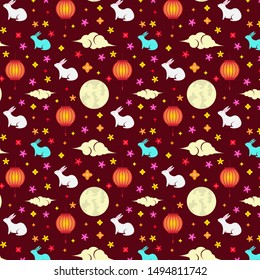 Mid-Autumn Seamless Pattern Background Illustration