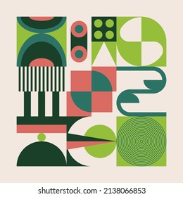 Mid-Century abstract vector pattern artwork made with various geometry shapes and elements. Geometric design graphics for poster, cover, art, presentation, prints, fabric, wallpaper and etc.