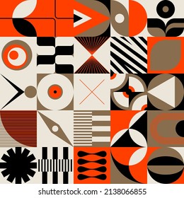 Mid-Century abstract vector pattern artwork made with various geometry shapes and elements. Geometric design graphics for poster, cover, art, presentation, prints, fabric, wallpaper and etc.