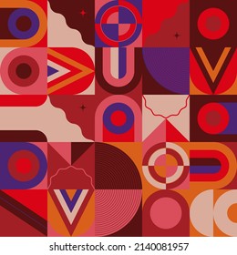 Mid-Century abstract vector pattern artwork made with various geometry shapes and elements. Geometric design graphics for poster, cover, art, presentation, prints, fabric, wallpaper and etc.