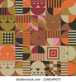 Mid-Century abstract vector pattern artwork made with various geometry shapes and elements. Geometric design graphics for poster, cover, art, presentation, prints, fabric, wallpaper and etc.