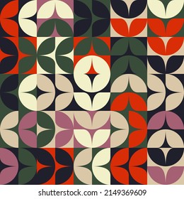 Mid-Century abstract vector pattern artwork made with various geometry shapes and elements. Geometric design graphics for poster, cover, art, presentation, prints, fabric, wallpaper and etc.