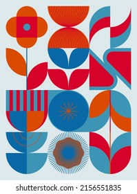 Mid-Century abstract vector pattern artwork made with various geometry shapes and elements. Geometric design graphics for poster, cover, art, presentation, prints, fabric, wallpaper and etc.