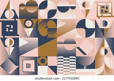 Mid-Century abstract vector pattern artwork made with various geometry shapes and elements. Geometric design graphics for poster, cover, art, presentation, prints, fabric, wallpaper and etc.