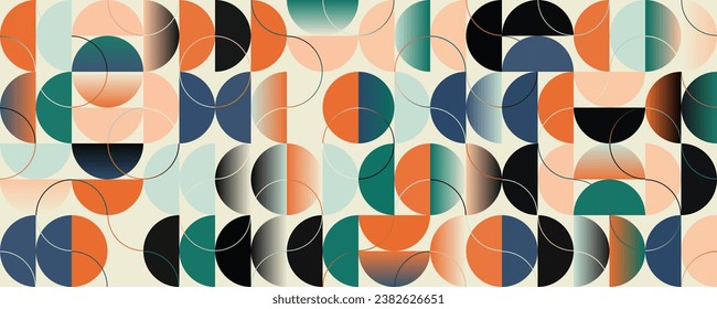 Mid-Century abstract vector pattern artwork made with various geometry shapes and elements. Geometric design graphics for poster, cover, art, presentation, prints, fabric, wallpaper and etc.