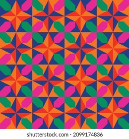 Mid-century artwork pattern design with seamless edge and retro color palette best use for cover art, packaging, background, wallpaper, wrapping paper, fabric printing, and many more