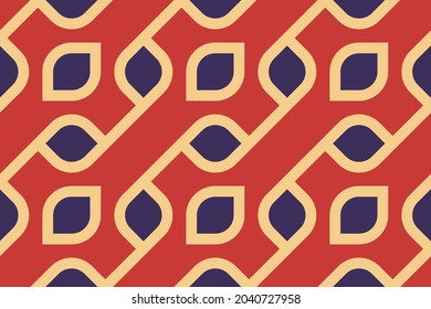 Midcentury common continuous leaf motif. Abstract common 60s basic line background. Minimalist geometrical interleaving pattern. Classy colorful ornament graphic allover textile zig zag print block