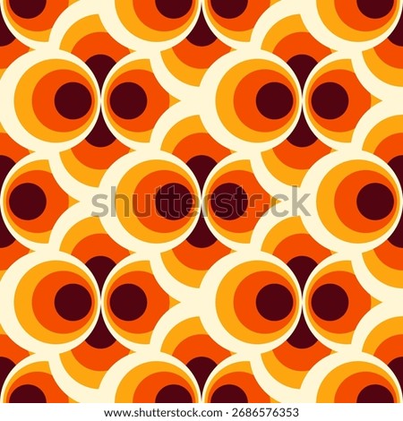 Mid-century design seamless pattern. Vintage vector background. Geometric wallpaper. Funky abstract illustration in retro colors. 