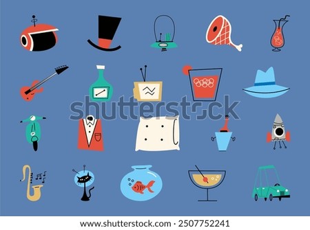 Midcentury Element Illustration Element Set