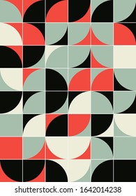 Mid-century geometric abstract pattern with simple shapes and beautiful color palette. Simple geometric pattern composition, best use in web design, business card, invitation, poster, textile print.