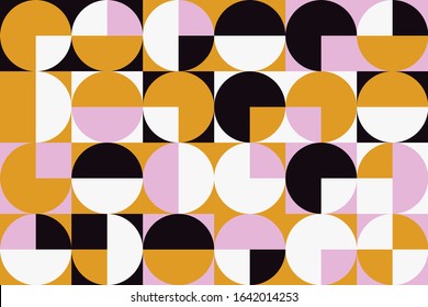 Mid-century geometric abstract pattern with simple shapes and beautiful color palette. Simple geometric pattern composition, best use in web design, business card, invitation, poster, textile print.