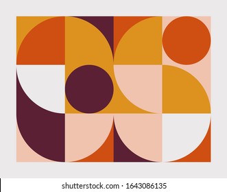 Mid-century geometric abstract pattern with simple shapes and beautiful color palette. Simple geometric pattern composition, best use in web design, business card, invitation, poster, textile print.