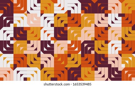 Mid-century geometric abstract pattern with simple shapes and beautiful color palette. Simple geometric pattern composition, best use in web design, business card, invitation, poster, textile print.