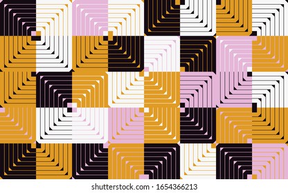 Mid-century geometric abstract pattern with simple shapes and beautiful color palette. Simple geometric pattern composition, best use in web design, business card, invitation, poster, textile print.