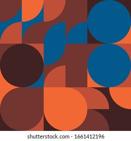 Mid-century geometric abstract pattern with simple shapes and beautiful color palette. Simple geometric pattern composition, best use in web design, business card, invitation, poster, textile print.