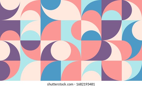 Mid-century geometric abstract pattern with simple shapes and beautiful color palette. Simple geometric pattern composition, best use in web design, business card, invitation, poster, textile print.