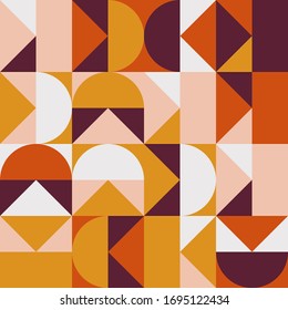 Mid-century geometric abstract pattern with simple shapes and beautiful color palette. Simple geometric pattern composition, best use in web design, business card, invitation, poster, textile print.