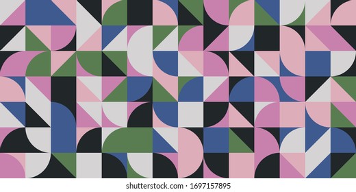 Mid-century geometric abstract pattern with simple shapes and beautiful color palette. Simple geometric pattern composition, best use in web design, business card, invitation, poster, textile print.