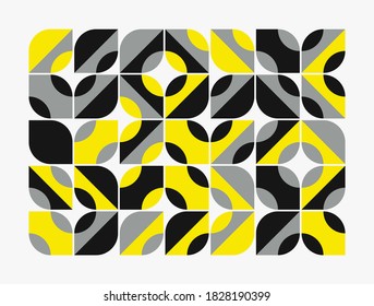 Mid-century geometric abstract pattern with simple shapes and beautiful color palette. Simple geometric pattern composition, best use in web design, business card, invitation, poster, textile print.